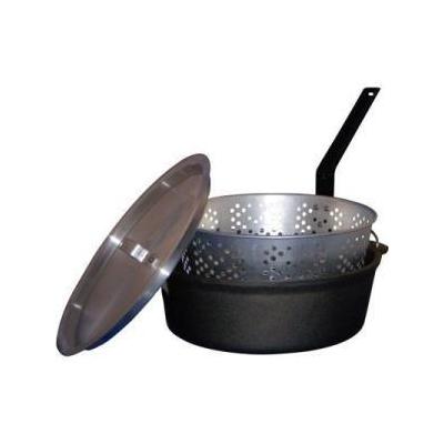 King Kooker 6 Qt. Cast Iron Pot with Aluminum Lid and Basket CIFFB