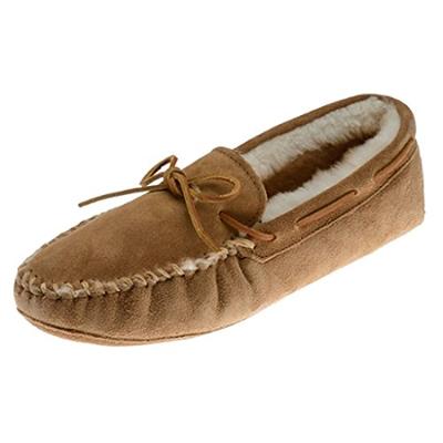 Minnetonka Men's Golden Tan Sheepskin Softsole Moccasin 16 D(M) US