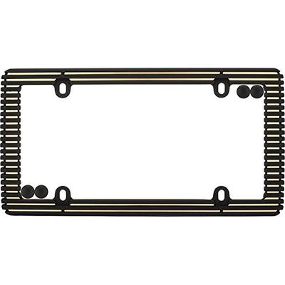 Cruiser Accessories 58300 Rubberized Black/Gold License Plate Frame with Fastener Caps