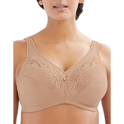 Glamorise Women's Plus Size Full Figure MagicLift Wirefree Minimizer Support Bra #1003, Café, 48H