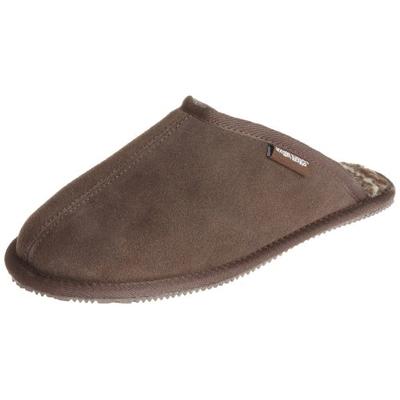 Muk Luks Men's Printed Berber Scuff Sock, Chocolate,10 M US